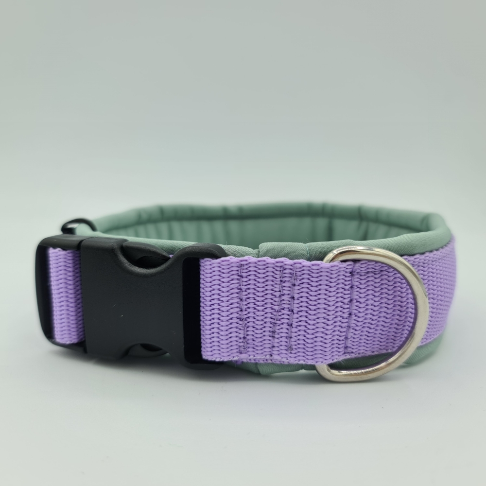 Halsband Flieder und Salbei, gepolstert & verstellbar